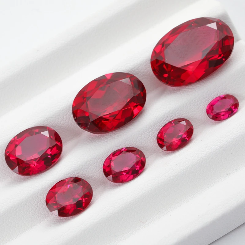 Pretty Ruby Stone Oval Faceted Cut VVS Loose Gemstone Charm Beads for DIY Jewelry Making Precious Stones