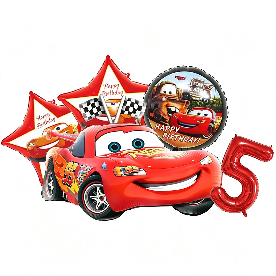 Cartoon Lightning Car Theme Foil Balloons Set Number 1-8 Balloon Cartoon Car Happy Birthday Party Decoration Supplies Party Prop view 5