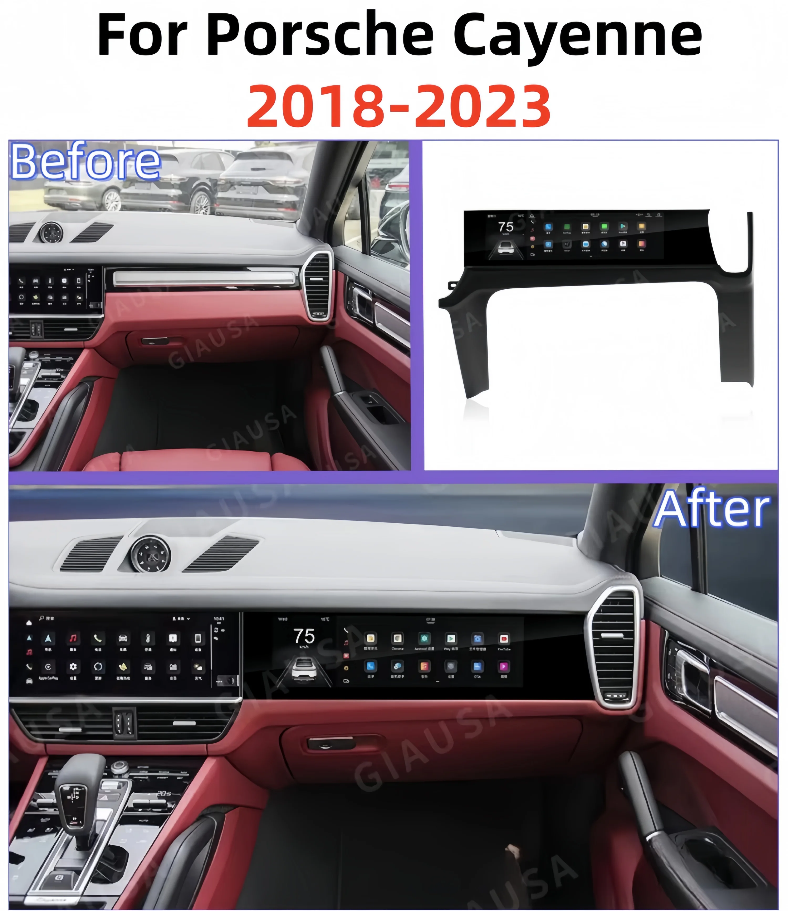 Carplay Auto Android 14 Car Copilot Radio 15'For Porsche Cayenne 2018-2023 Screen Passenger Seat Entertainment Upgrade Head Unit