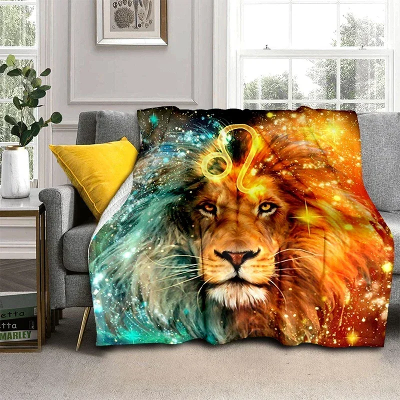 

3D Printed Baby Blanket Flannel Throw Carpet Super Soft Lightweight Cozy Sofa Couch Bed Bedroom Decoration Wildlife Fierce Lion