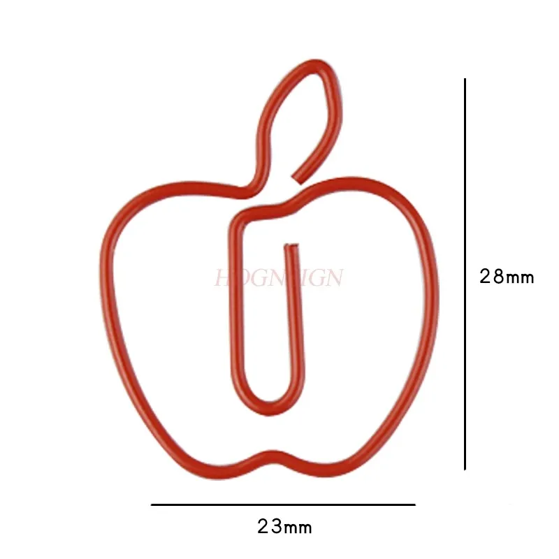 10pcs Colored Apple Paper Clips Creative Shaped Paper Clips Shaped Fruit Clips Office Supplies