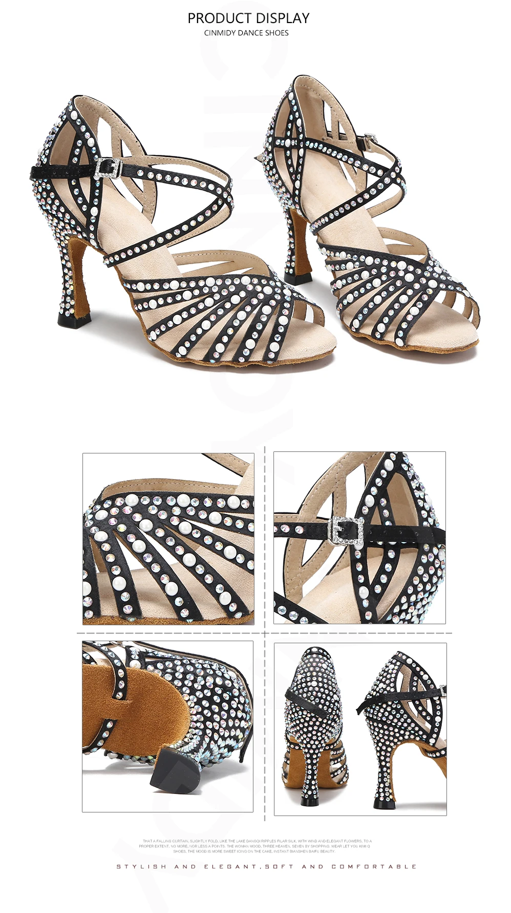 CINMIDY Neue Modische Professionelle Tanzschuhe für Damen Salsa Kizomba Tango Latein Tanzschuhe Damen Ballsaal Party Schuhe – Detail 17