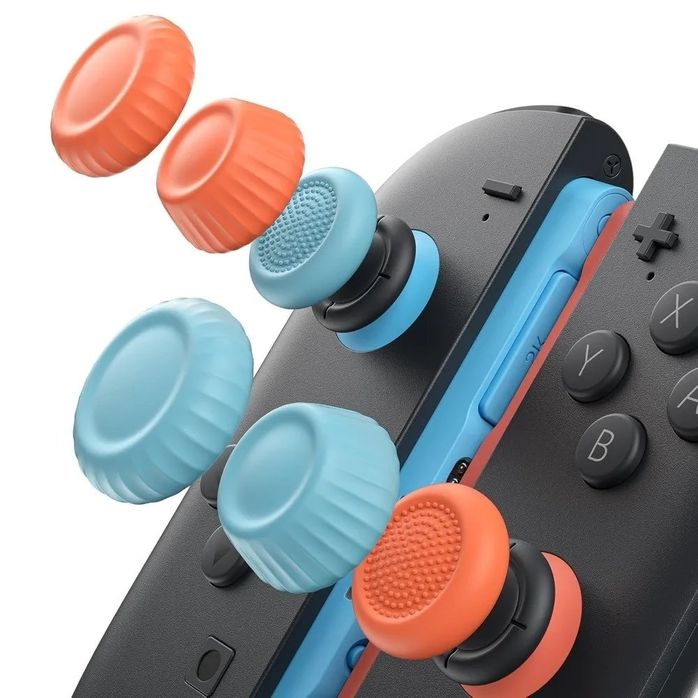 

6pcs Silicone Thumb Grips Caps Non-Slip Design Soft Joystick Grip Cover 3 Styles Joystick Head Cover for Switch 2 Game Playing