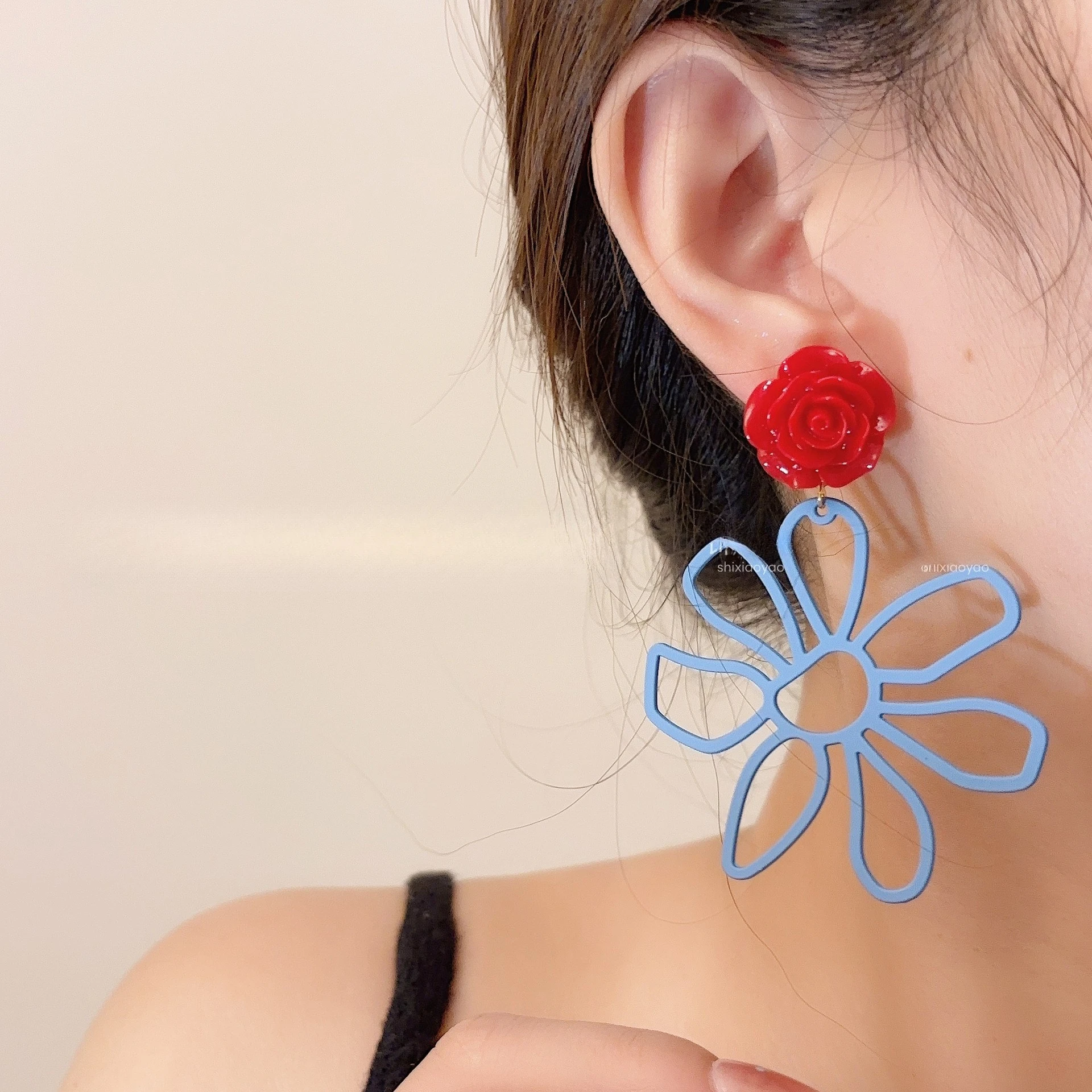 Rose Geometric Earrings Bold Ethnic Style Statement Jewelry for Women Chunky Lightweight Hypoallergenic Gold Tone Party