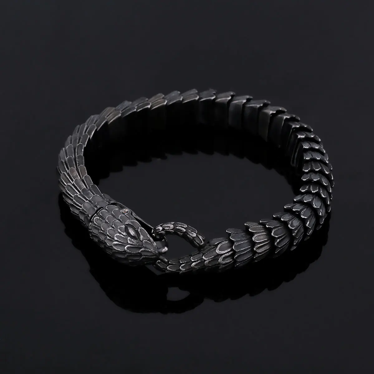 New Odin Vintage Street Tail Snake Stainless Steel Viking Bracelet Nordic Men's Amulet Personality Animal Bracelet Jewelry