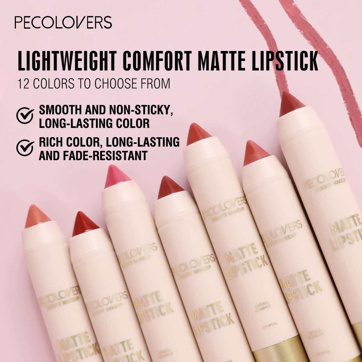 1 pezzo di matita per labbra opaca a lunga durata, balsamo per labbra con design a pennino a pastello a doppio uso, resa cromatica elevata, texture opaca antiaderente