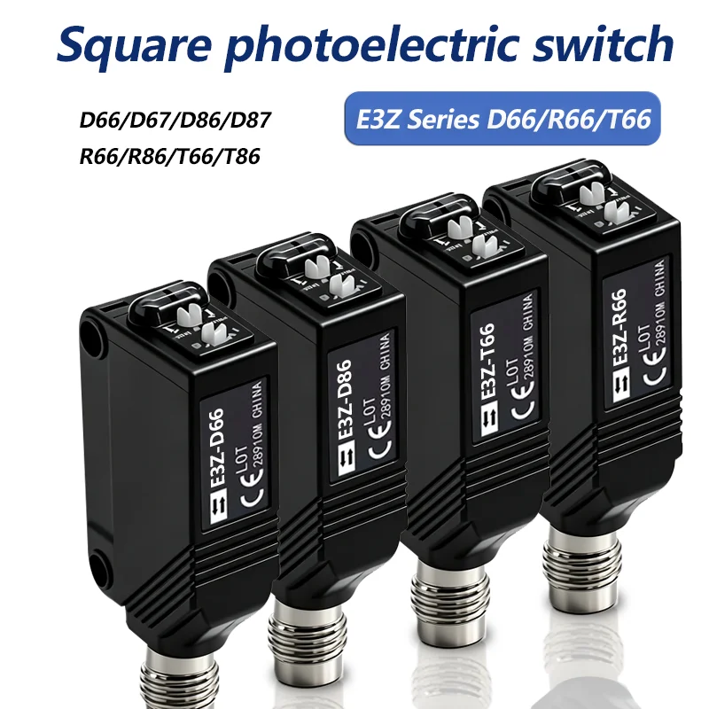 Photoelectric Proximity Sensor Switch Square 10 cm 80cm 2m 5m Detection Diffuse Reflect Through Beam E3Z D66 D86 D67 D87 T66 T86