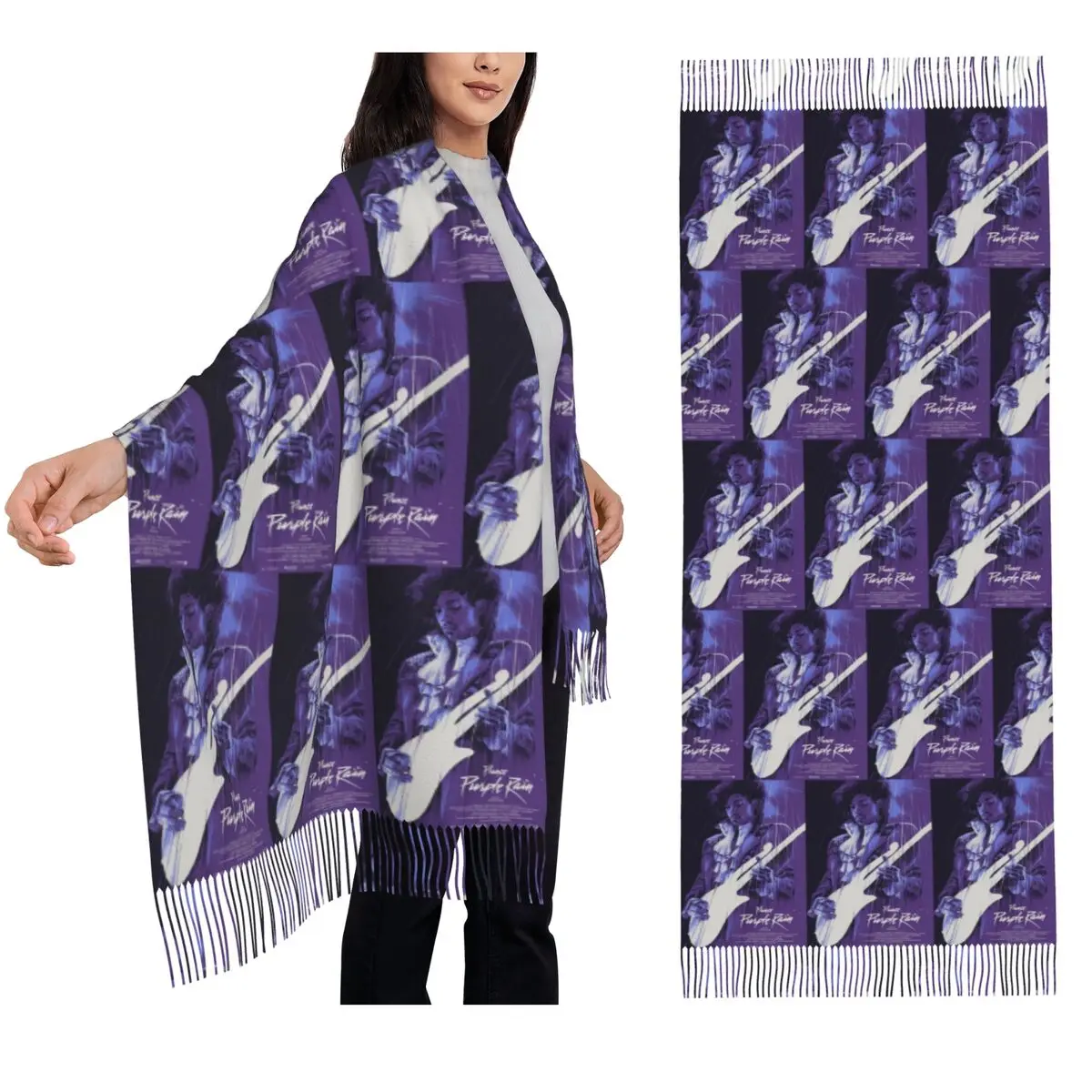 

Purple Rain His Royal - Шарф Prince Шарфы с кисточками для женщин Мягкие теплые шали и накидки Большая осенне-зимняя шаль