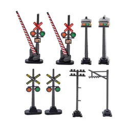 8 Pcs A Set Model Train Traffic Signs Miniature Toy Road Signs General ABS Plastic Accessories For Railway Train Layout Diorama