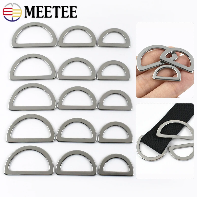 

5/10P 15-38mm Stainless Steel D Ring Buckle for Sewing Bags Strap Adjuster Clasp Belt Loops Hooks DIY Hardware Accessories