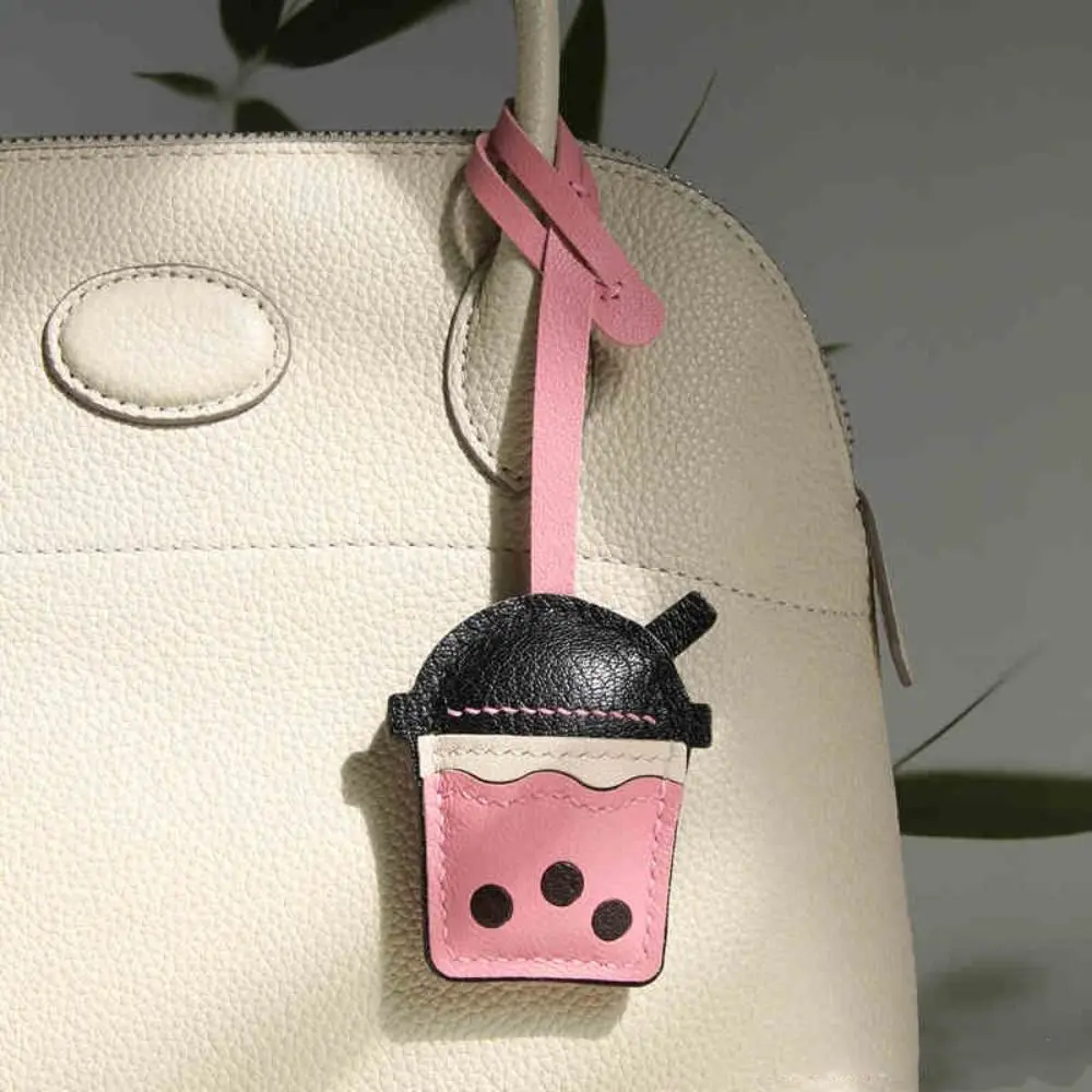 جميل بو الجلود شماعات اللؤلؤ الحليب فنجان شاي قلادة سيارة كيرينغ موضة بولي Keychain المفاتيح الكرتون الإبداعية حقيبة قلادة النساء