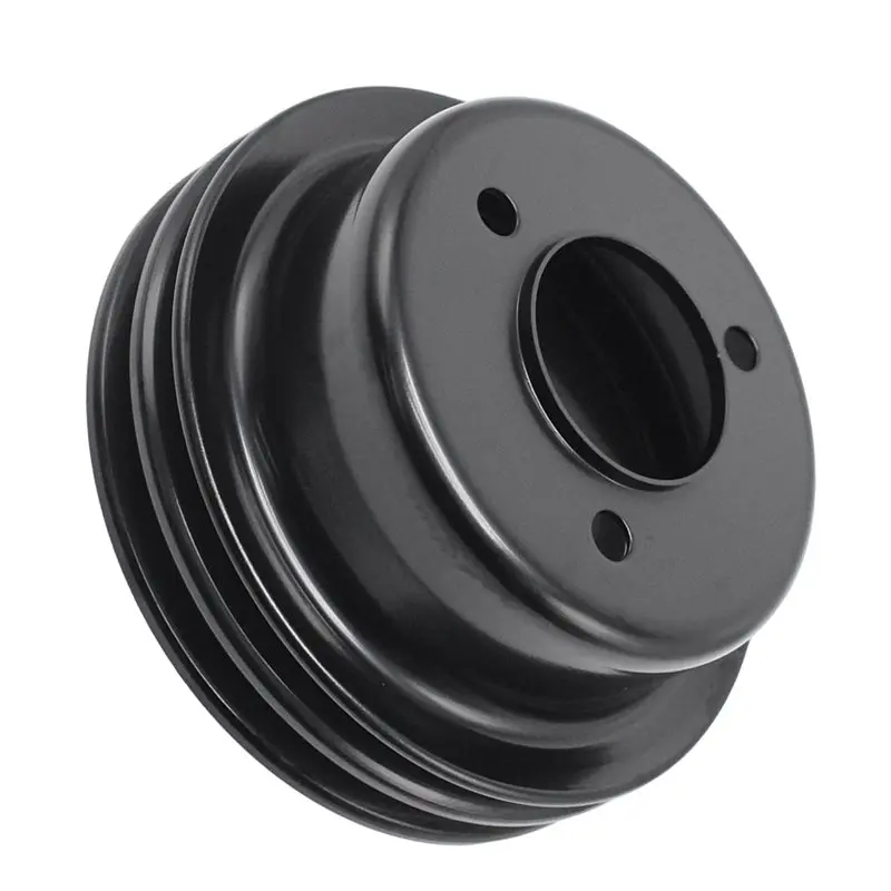X39A-Crank Pulley 2 Groove Black Steel Engine Water Pump Pulley For SB Ford 260 289 V8 Mustang 1965- 1967 - view 3