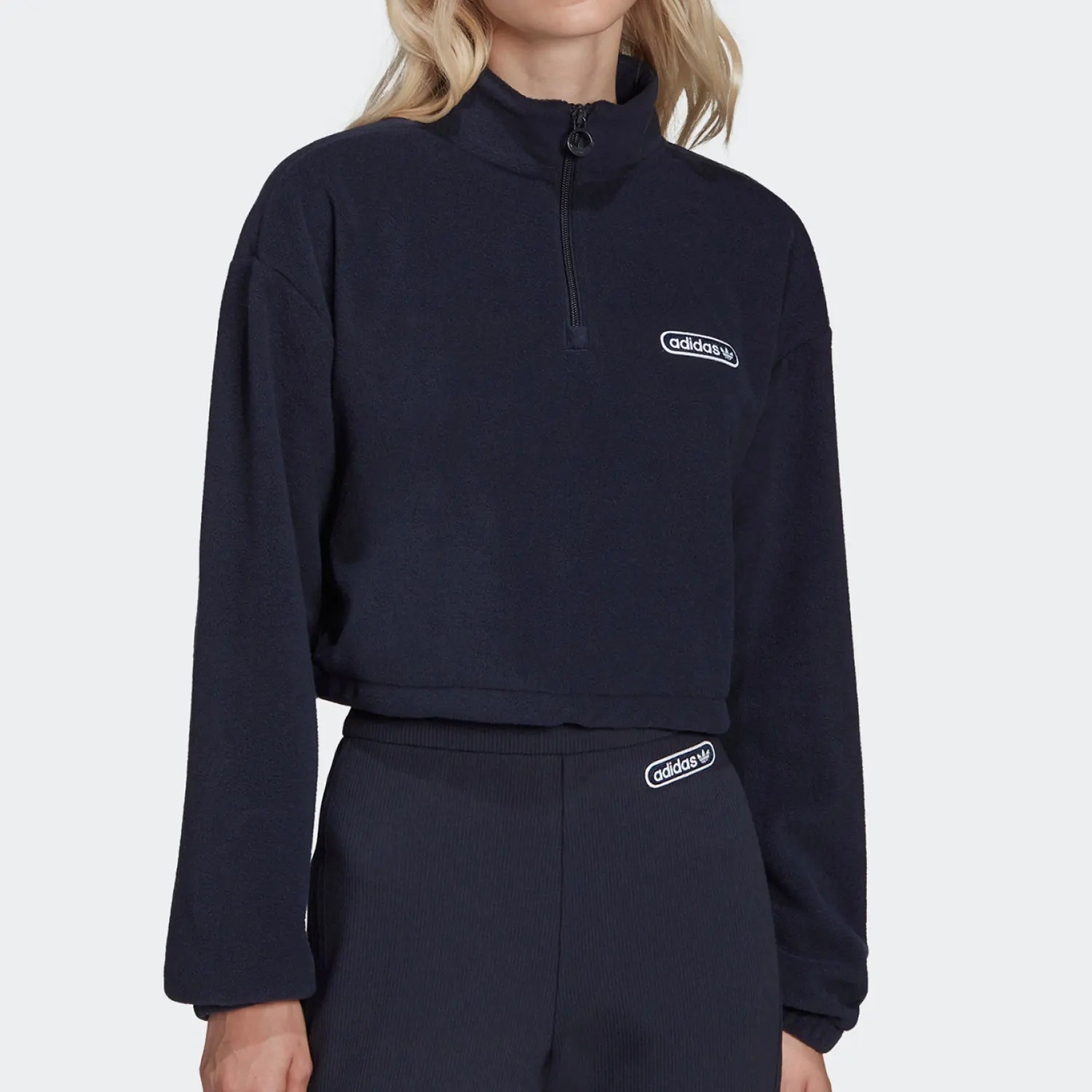 

adidas Originals Women's Half-Zip Stand Collar Fleece Hoodie HL0052