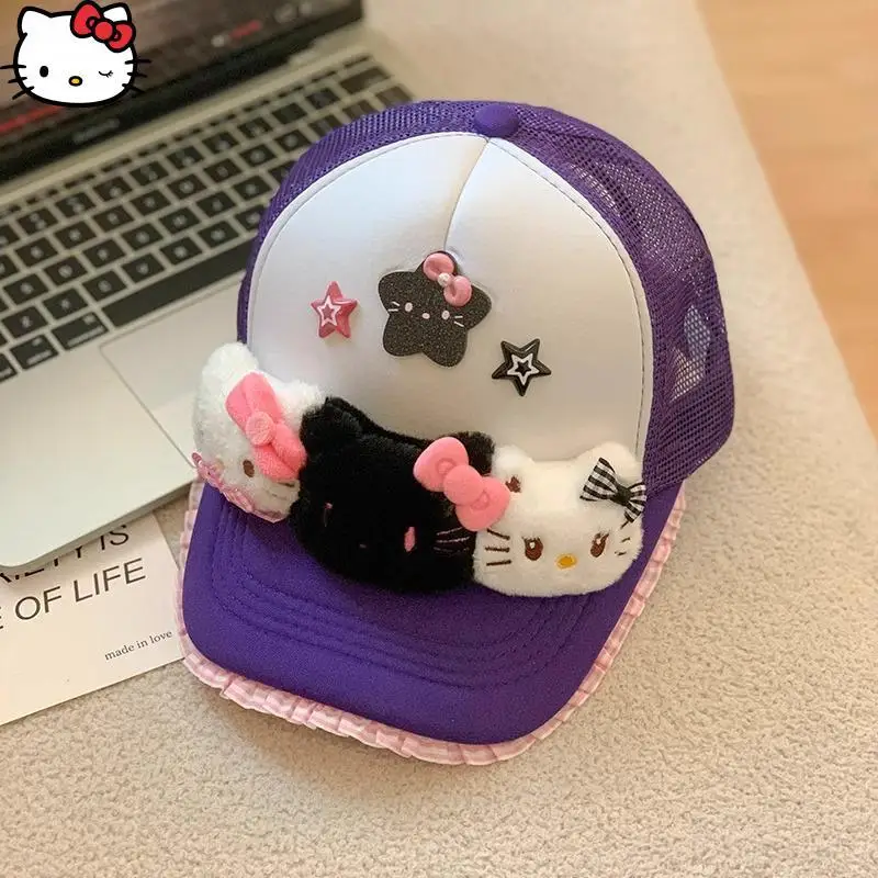 

Cartoon Anime Baseball Cap Sanrio New Cute Bow Fashion Baseball Cap Hello Kitty Show Face Breathable Hello Kitty Sun Protection