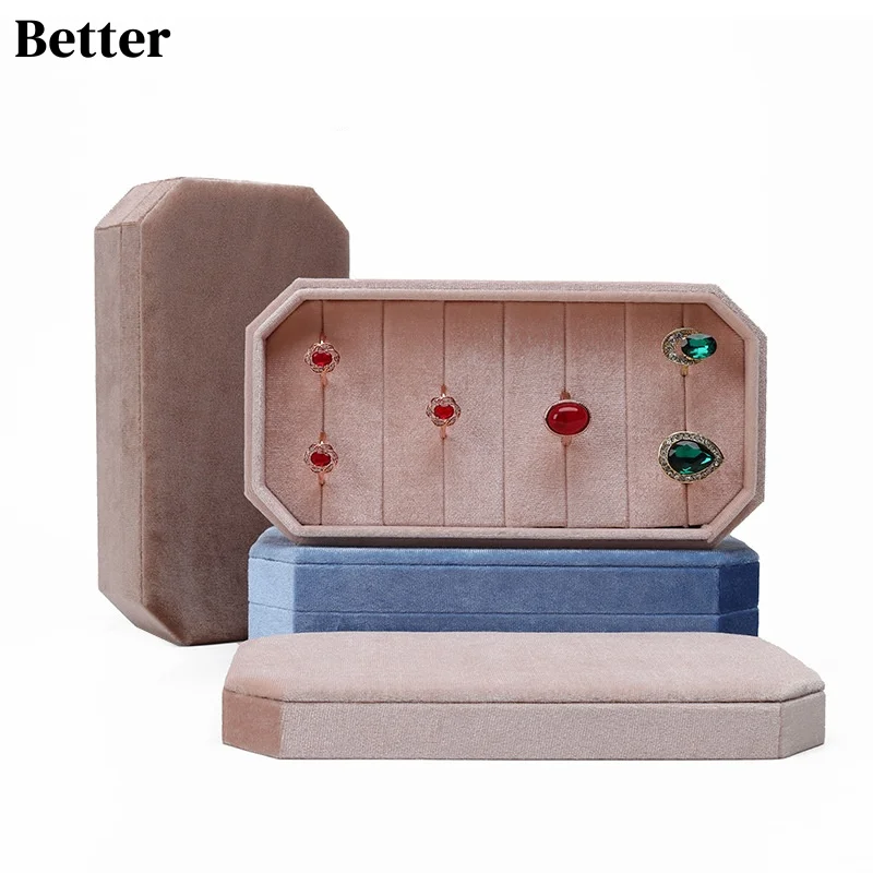 

Velvet Rings Holder with Lid Jewelry Storage Container Finger Rings Stand Rings Box Suede Custom Logo Jewelry Tray