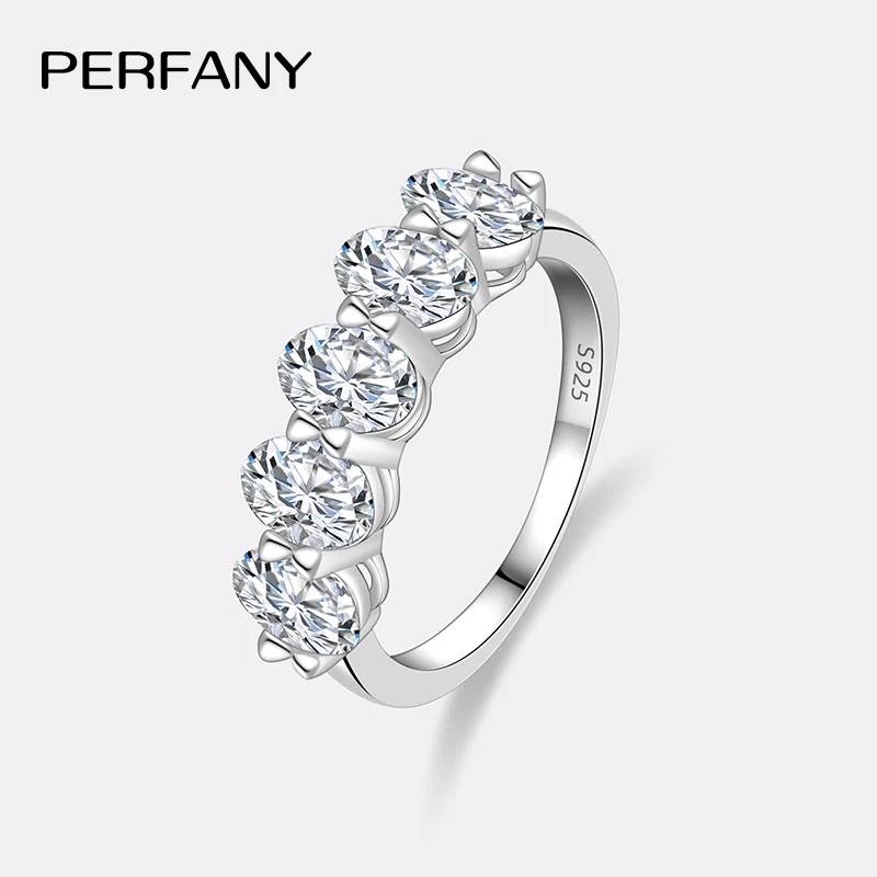 

PERFANY Oval Cut Moissanite Ring for Women S925 Pure Silver 5 pieces 0.5CT Laboratory Certified Diamonds Luxury High-end Jewelry