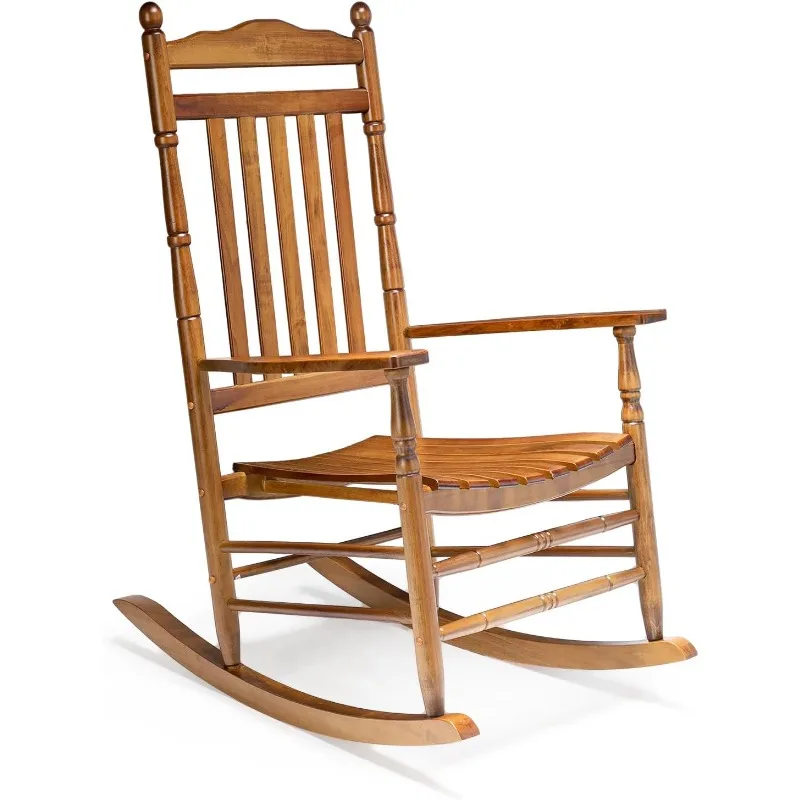 

Outdoor wooden rocking chair, relaxing rocking chair, solid wood high back seat, reclining seat, teak