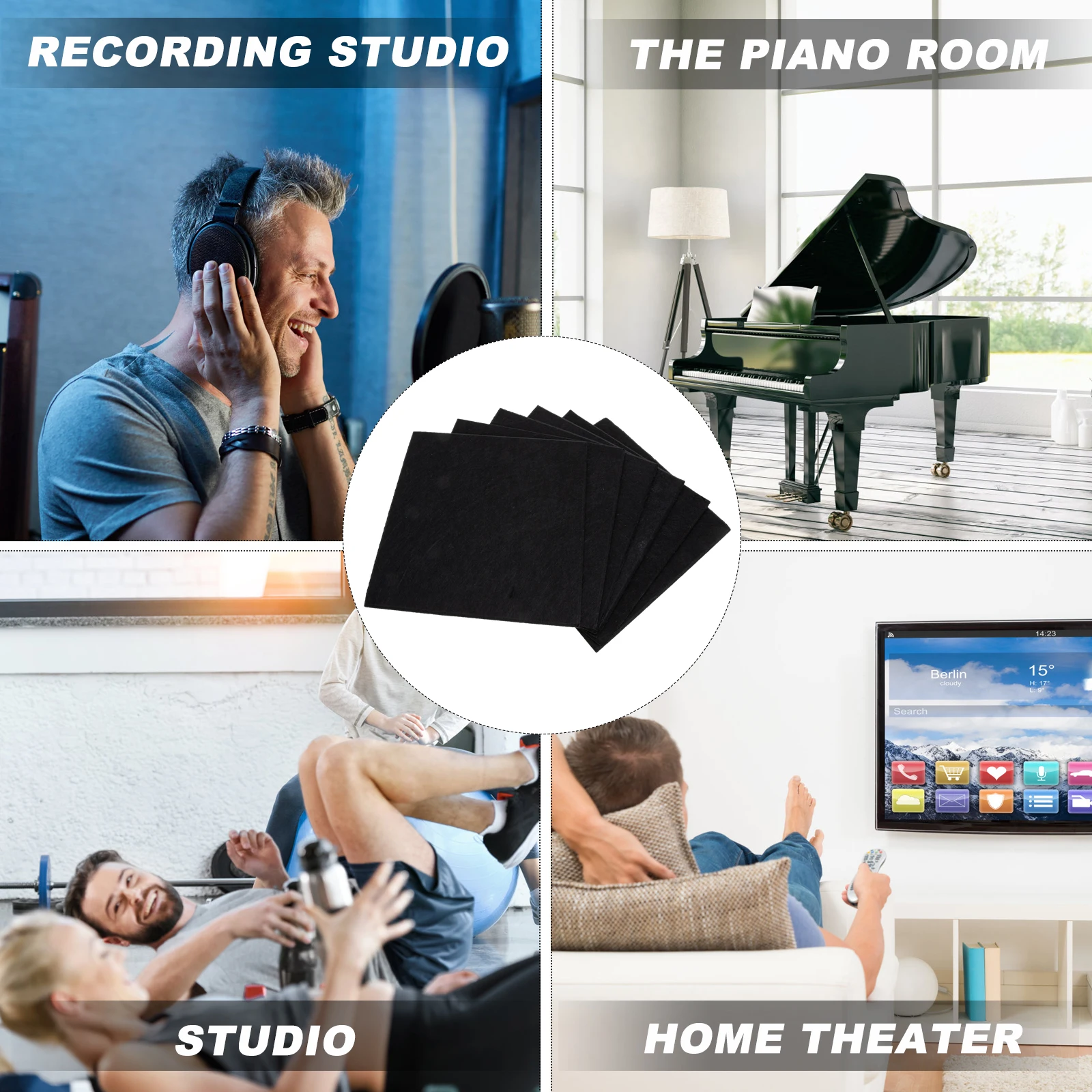 

6pcs Acoustic Panels Sound Absorption Boards For Studio Soundproofing Dampening Reverb Control Soundproof Padding