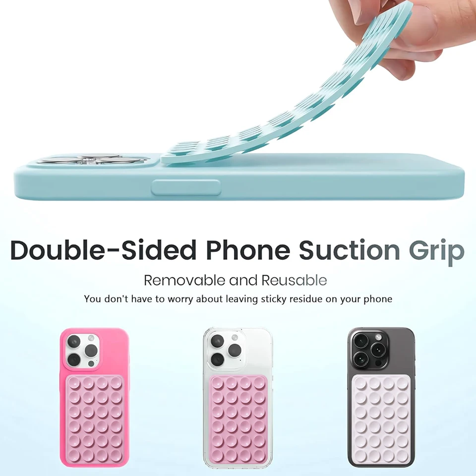 Almohadilla de silicona de doble cara con ventosa para iPhone 17 16 Pro, soporte con ventosa, adhesivo de silicona para fijación 4