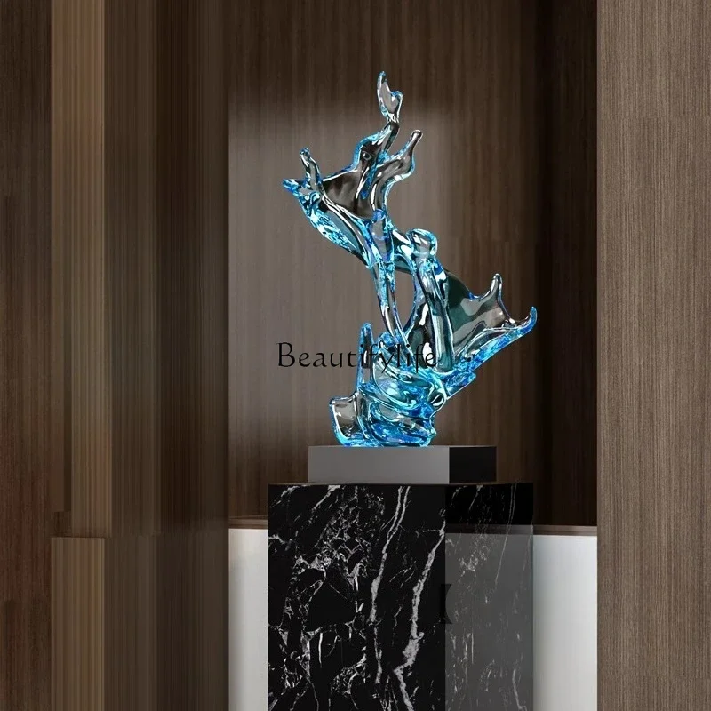 

FG52*High-end transparent wave abstract sculpture Italian light luxury minimalist art floor ornament