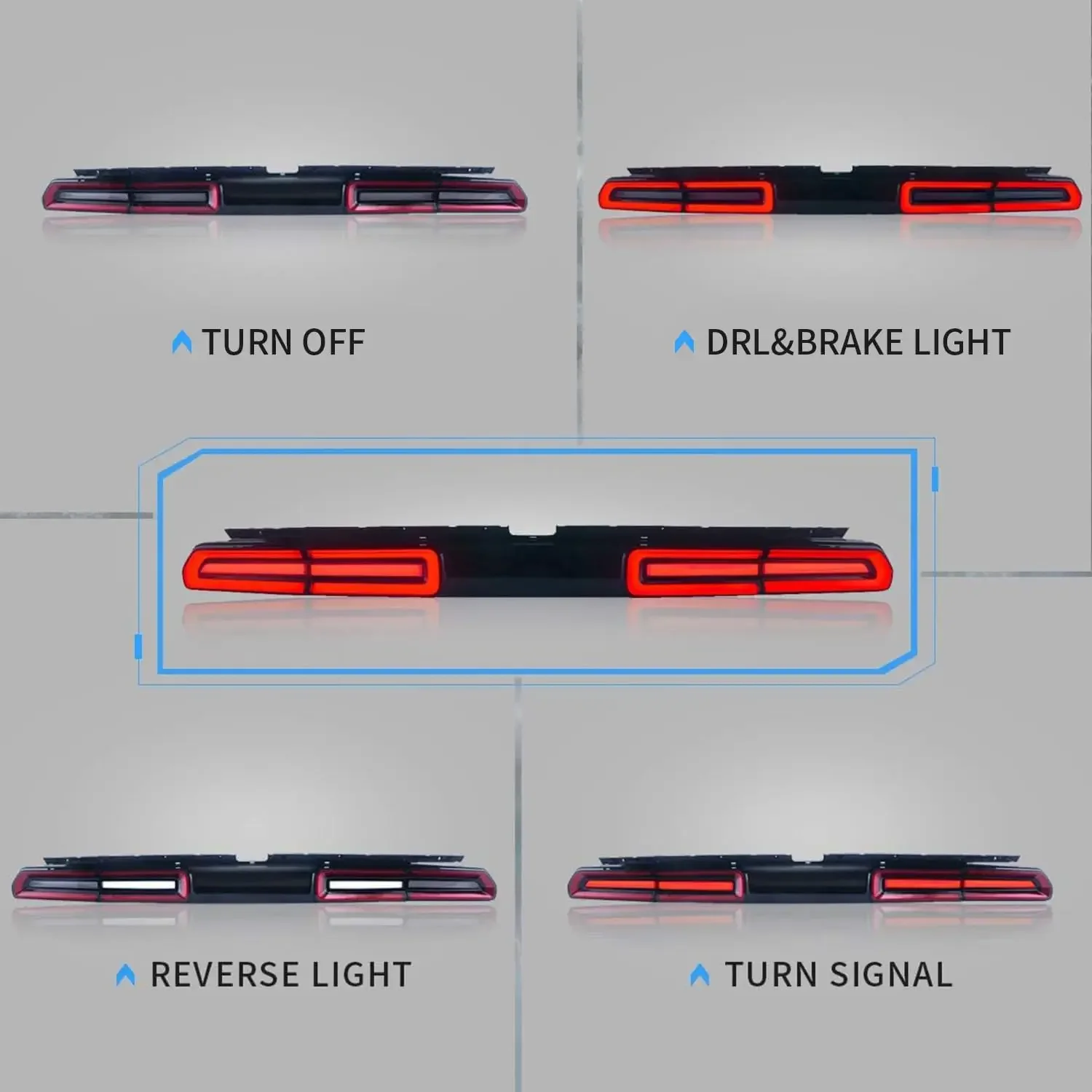 VLAND 55W 12V DC LED Tail Lights for Challenger Coupe 2008-2014 3rd Gen Pre Facelift Sequential Red Turn Signal Red Lens