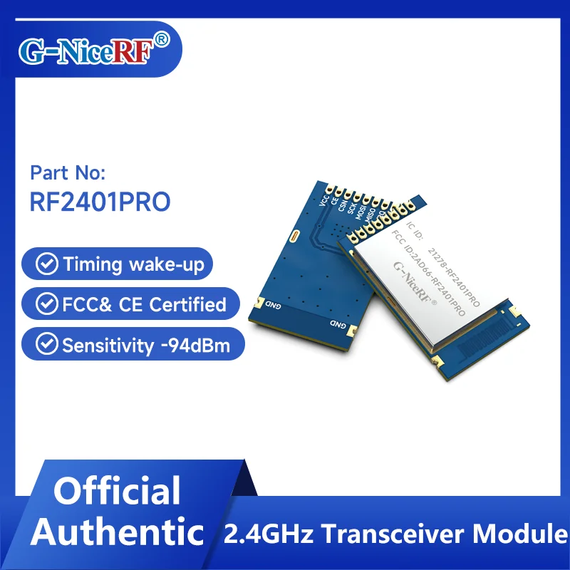 4PCS/Lot RF2401PRO 2.4GHz Wireless Transceiver Modules with IC and FCC certifications, GFSK Modulation,126 Channel