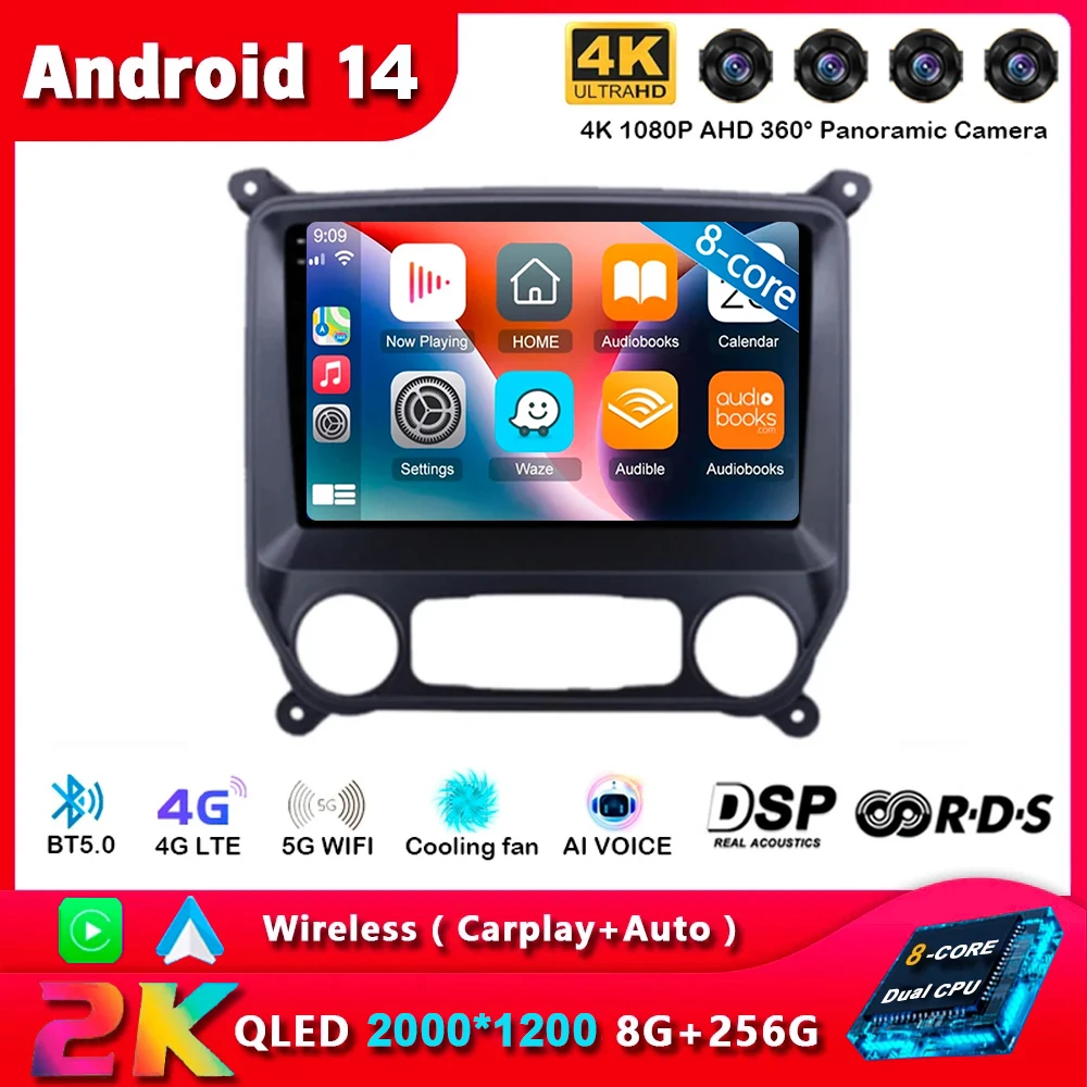 

Android 14 Carplay Auto Car Radio For Chevrolet Silverado 3 GMTK2 2014 2015 2016 2017 2018 Multimedia Video Player GPS Stereo 4G