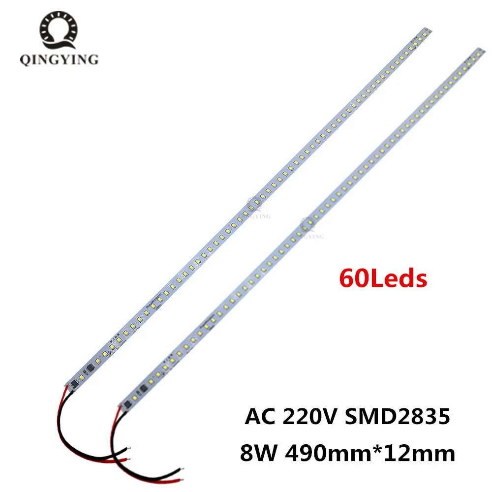 X5 X10 X20Pc X50pc LED PCB Lights AC220V 8W  50CM  SMD2385 Warm/Natural/Cold White Kitchen Under Cabinet Hard Strip Lamp DIY