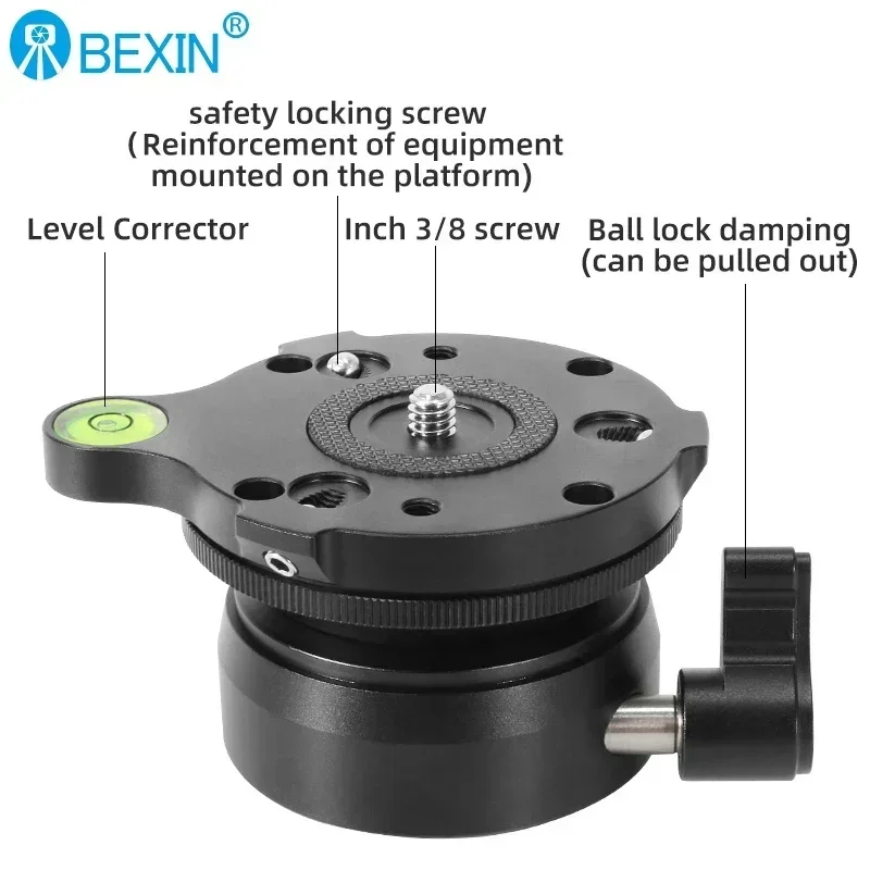 DY60N Camera Horizontal Adjustment Platform Aluminum Alloy Hemispherical Adjustable Base ±15% Vertical Fine 360° Rotation