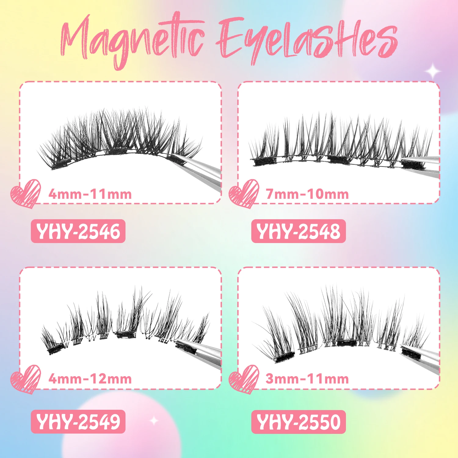 رموش مغناطيسية مع أداة توزيع رموش مغناطيسية ناعمة ذات مظهر طبيعي رموش مغناطيسية سهلة الارتداء والإزالة