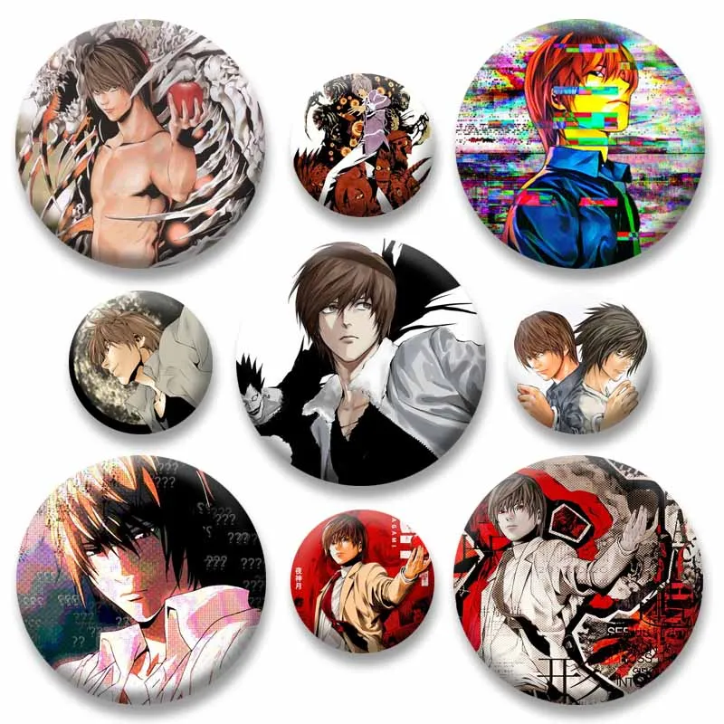 Death Note Light Yagami Enamel Pin Anime Peripheral Round Brooch Cool Cartoon Figure Badge Backpack Clothes Hat Jewelry Ornament