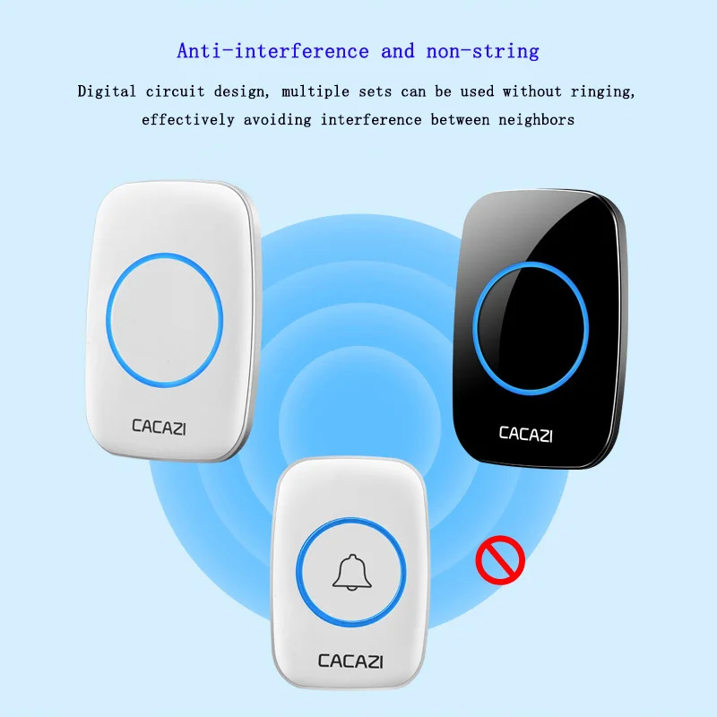 A10 Waterproof Ultra-remote Control Elderly Smart LED Light Calling Bell Home Wireless Door Bell AC Digital Music Doorbell