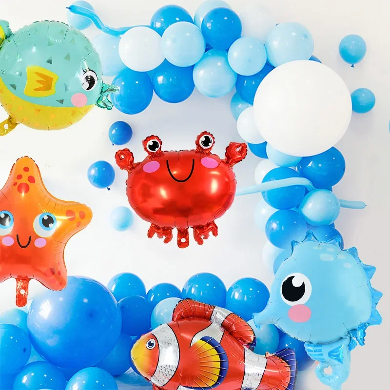 Sea Horse Ocean World Foil Balloons Set - Under the Sea Party Decorations for Kids Mermaid Birthday, Baby Shower Supplies