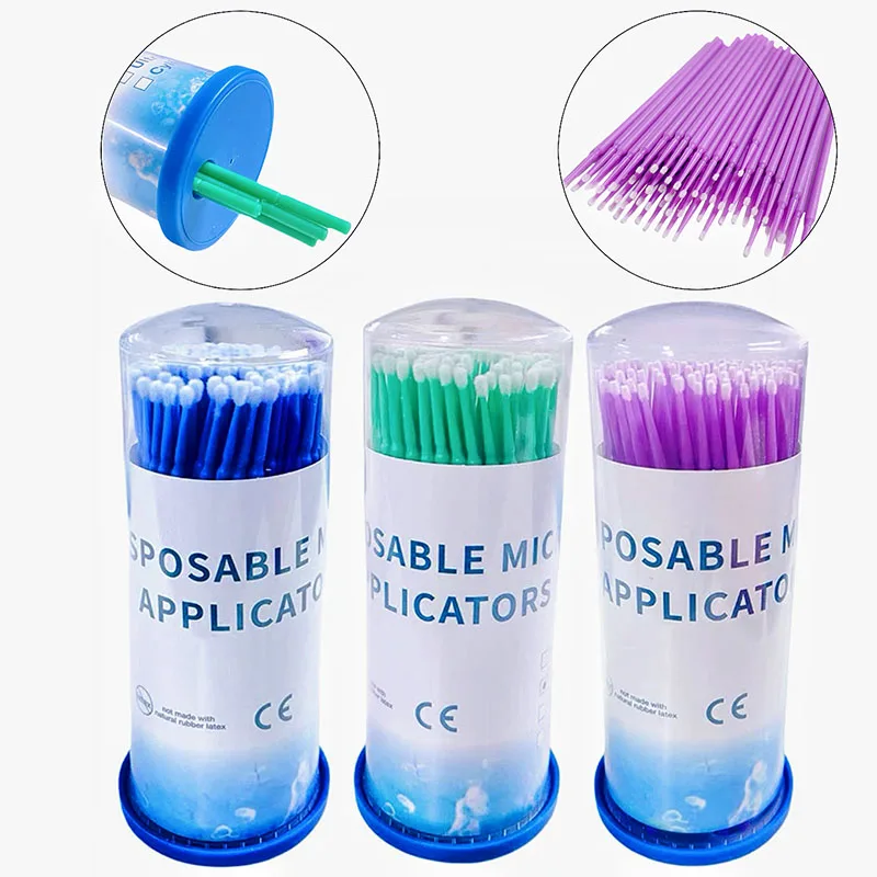 

100 шт./бутылка, стоматологическая микрокисть, одноразовые микроаппликаторы, кисти S/M/L, зубы, стоматологические материалы для макияжа, инструменты для наращивания