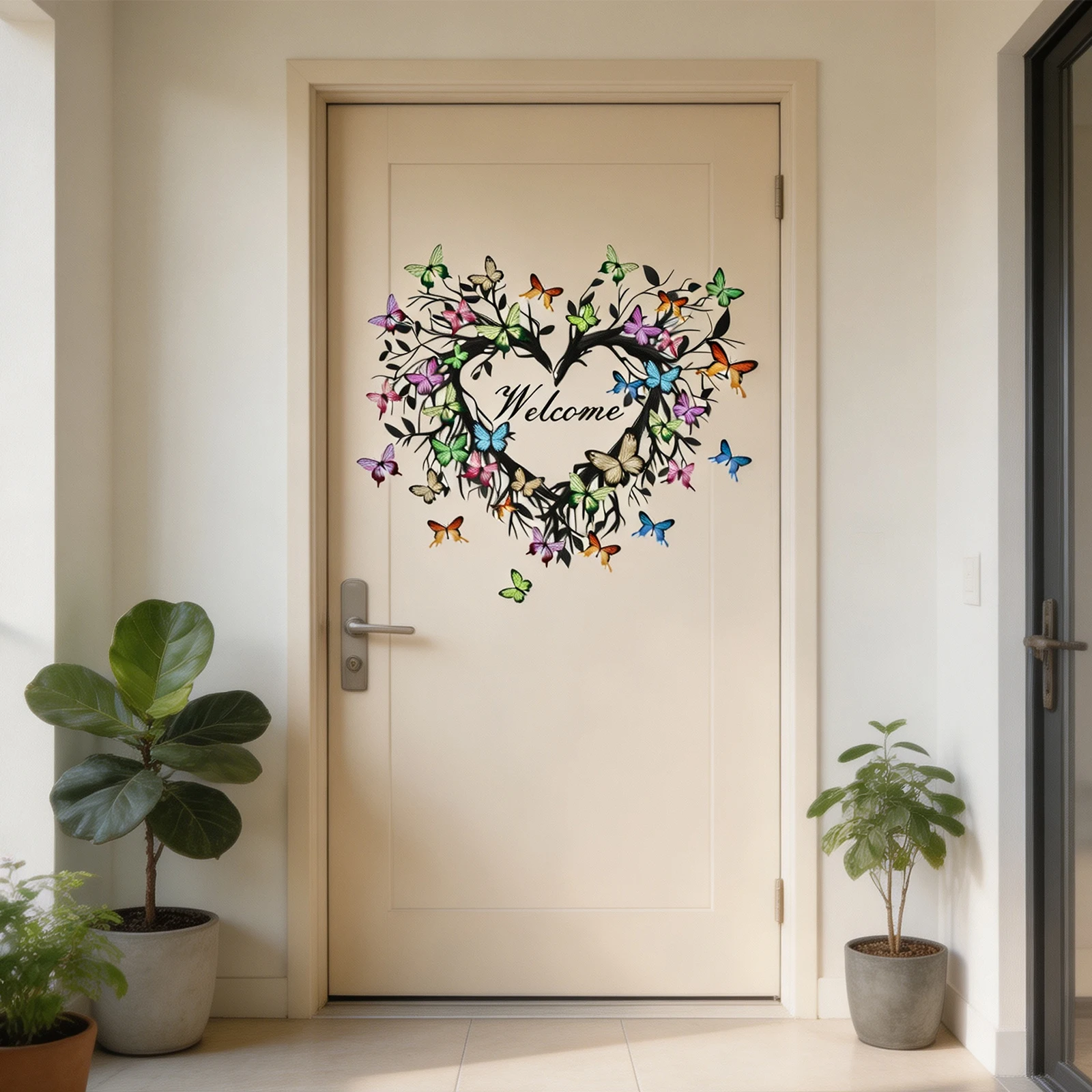 Crafts Sticker Door English Garland Heart Home Arts PVC Welcome 1pcs 30cm*30cm Backing Compact Brand New Crafts