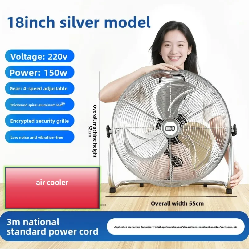 220V Powerful Floor Fan Industrial High Power Silent Big Airflow Home Construction Site Use Pili Floor Fan LYH