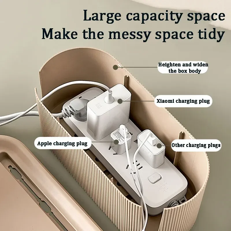Retro home power strip storage box, safe point socket storage, wire storage, mobile phone charging, multi-purpose storage image 2