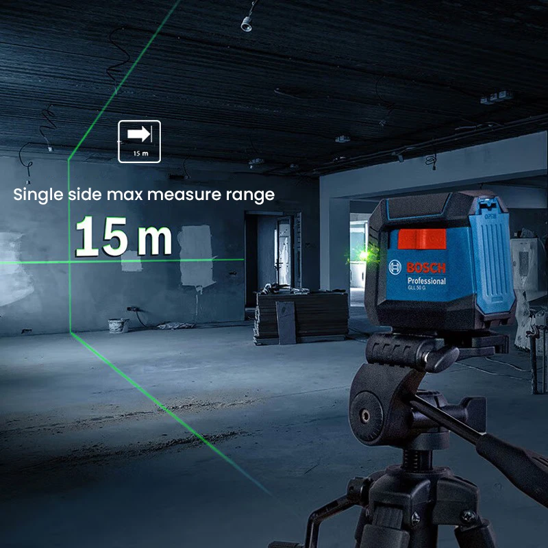 Bosch GLL 50 G Green Laser Leve Casting 2-liniowy, kompaktowy, precyzyjny marker do poziomowania i znakowania w pomieszczeniach