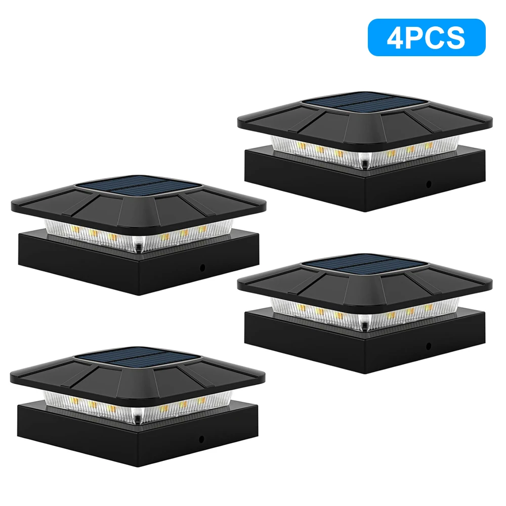 Solar Post Cap Lights Outdoor Waterdichte LED-dekverlichting met 2 kleurmodi 4x4 hekpalen Licht voor Patio Garden Yard Decor