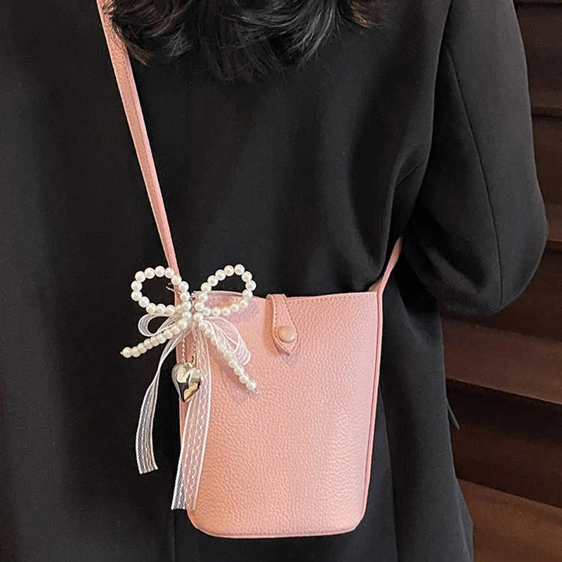 

Simple Casual Soft Leather Bucket Bag Women's Trendy Summer New Versatile Crossbody Bag Fashion Stone Pattern Solid Color Bag