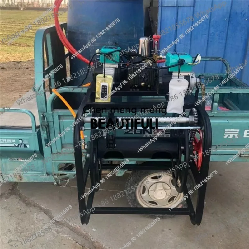 Electric Three-wheeler With Side-mounted Remote-controlled Spray Machine; Automatic Tube Winding Core Agricultural Motor