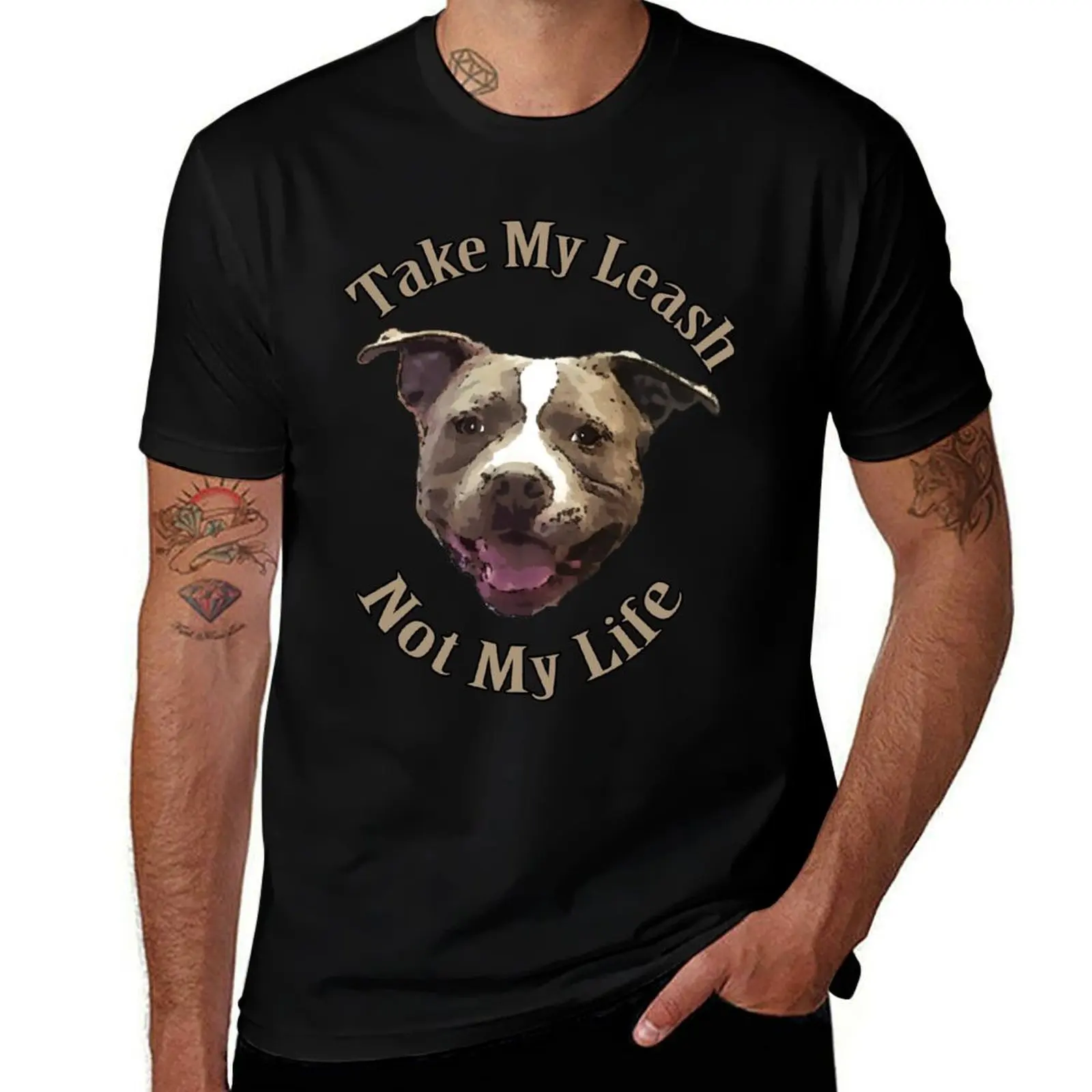 

Take My Leash Not My Life Pitbull Dog T-Shirt t shirts for man cotton soft cotton t shirts high quality T-Shirt
