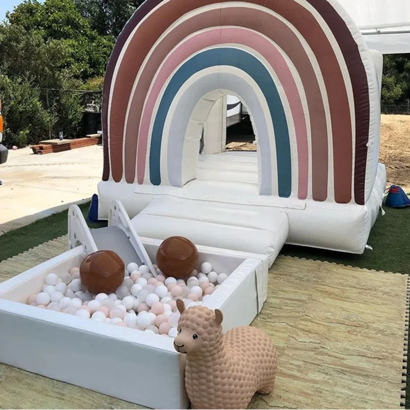 Outdoor Rainbow House InfIatable Wedding Bounce Funcity Party Jumpy Bed Bouncer White Bouncy Castle