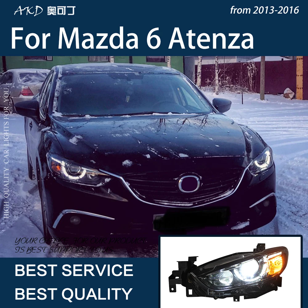 Car Lights For Mazda 6 Atenza 2013-2016 LED Headlights Assembly Upgrade DRL Xenon Bicofal Lens Dynamic Signal Lamp Accessories