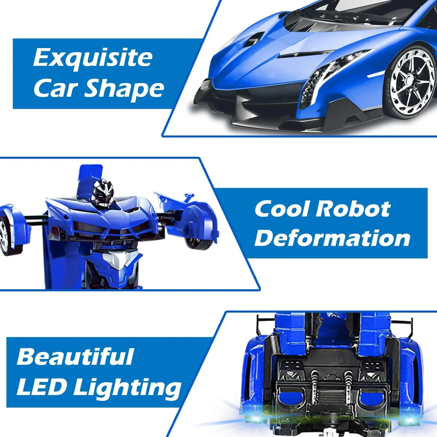 Auto telecomandata - Trasforma i giocattoli robot per ragazzi e adolescenti, auto RC ricaricabile con luci, auto RC da 2,4 Ghz ricaricabile 1:18