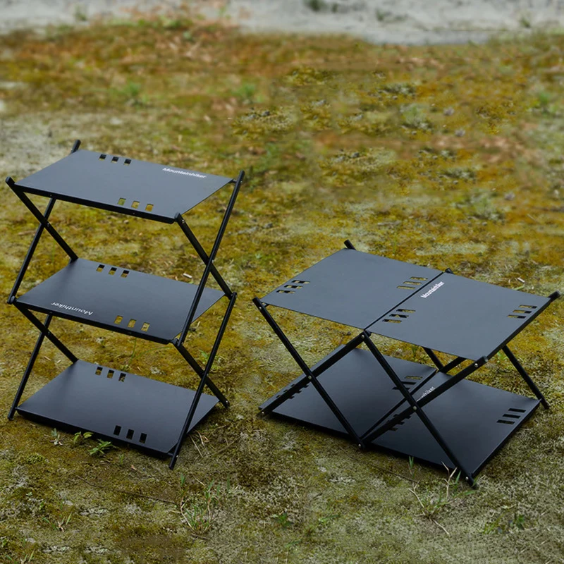 Outdoor Folding  Aluminum Alloy Storage Rack, Convenient Camping Table, Easy to Store and Carry