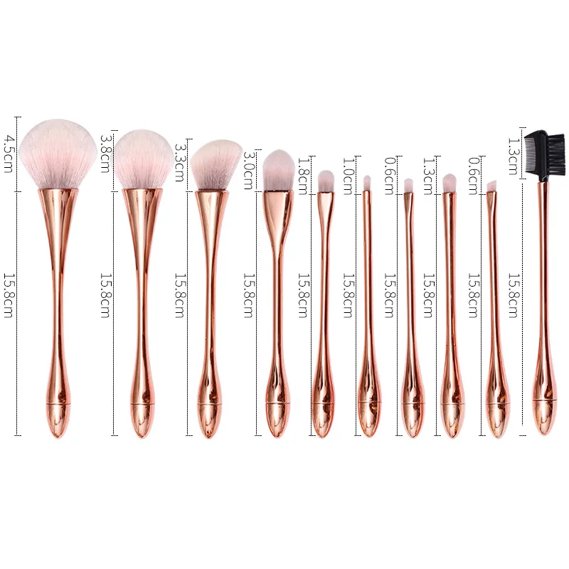 Ensemble de pinceaux de maquillage, ensemble de pinceaux de maquillage portables, pinceaux de fond de teint professionnels en or Premium, correcteurs de poudre, ombres à paupières, Blush10PCS