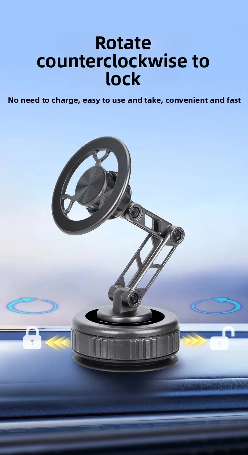 Dreiachsig faltbar 360° ° Rotierender mechanischer Arm, Autotelefonhalter, universelle Halterung, Navigation, Vakuum, magnetischer Telefonständer – Detail 8
