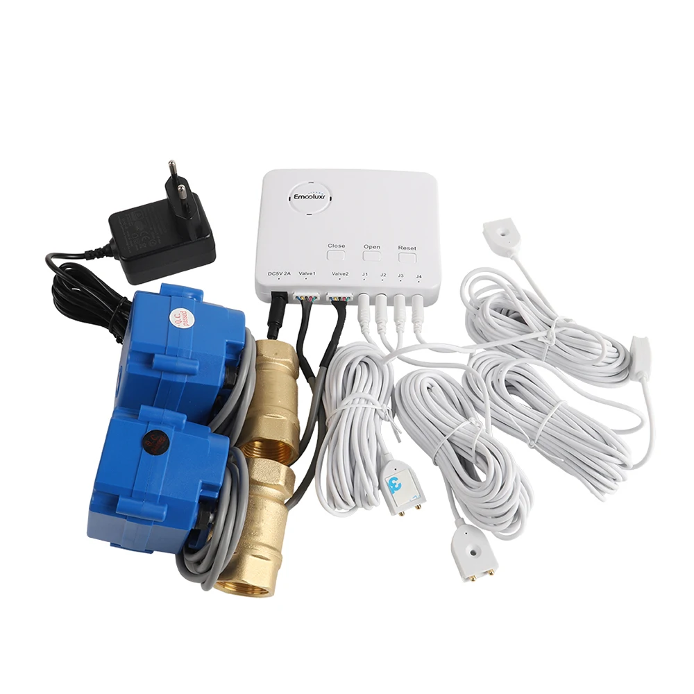 

Instant Alerts for Home/Basement Smart Water Leak Sensor with Brass Water Valve DN15 (1/2") DN20 (3/4") Flood Protection
