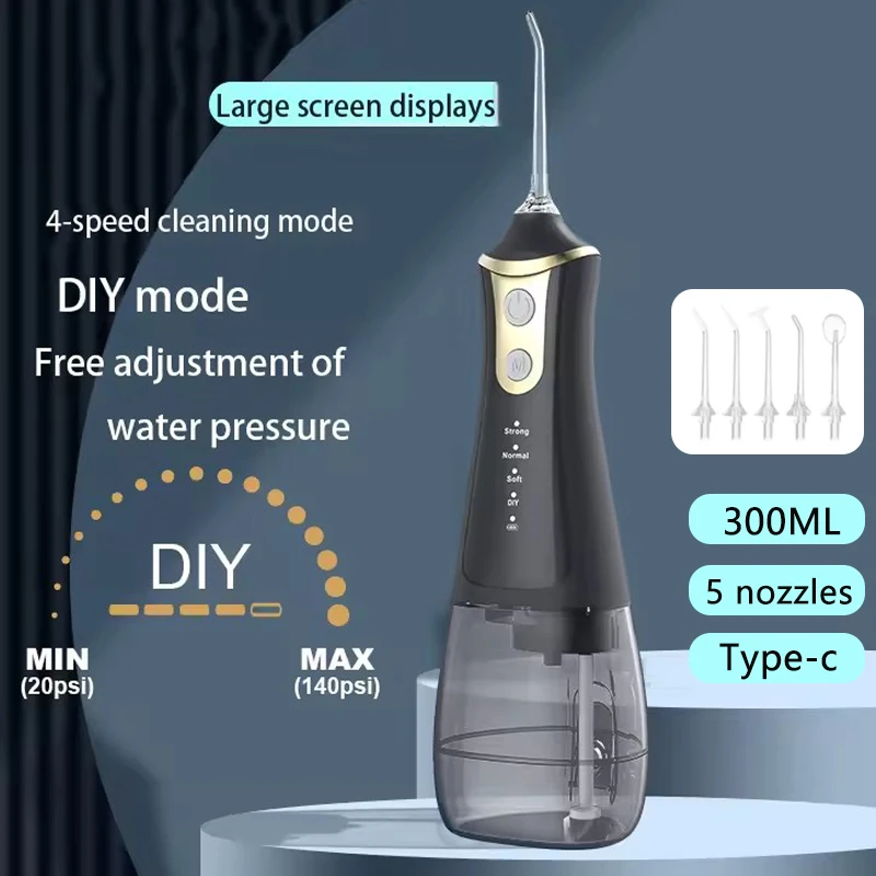 

Electric Oral Irrigator Dental Water jet Water Flosser For Teeth Portable USB Rechargeable 5 Nozzles 4 Modes IPX6 Waterproof